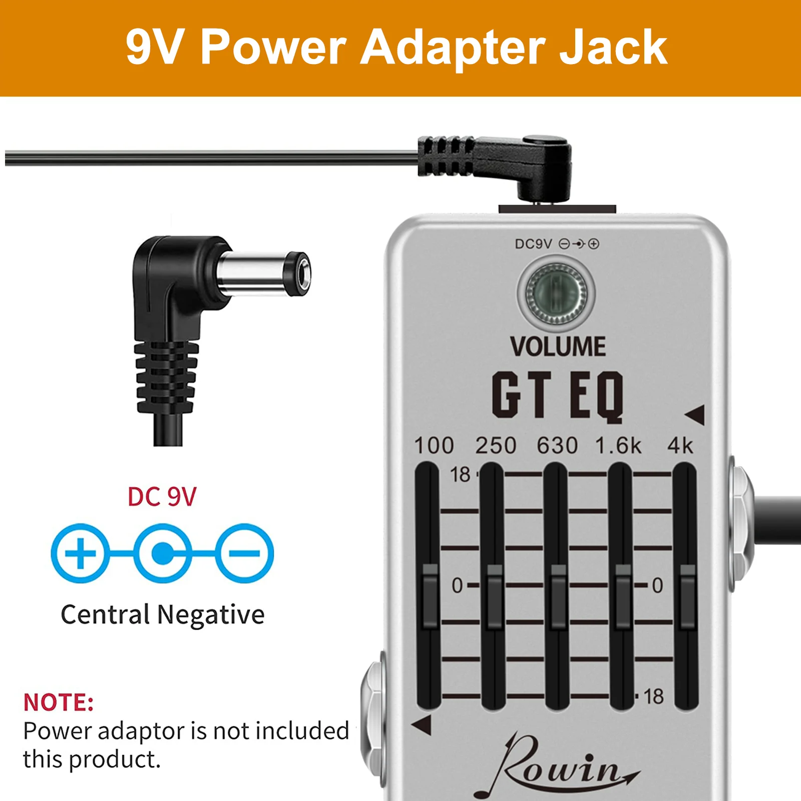 Rowin Gitarren-Equalizer-Pedal, 5-Band-parametrisches EQ-Gitarreneffektpedal, Frequenzkompensator ± 18 dB Reichweite für Mini-Pedal – Detail 4