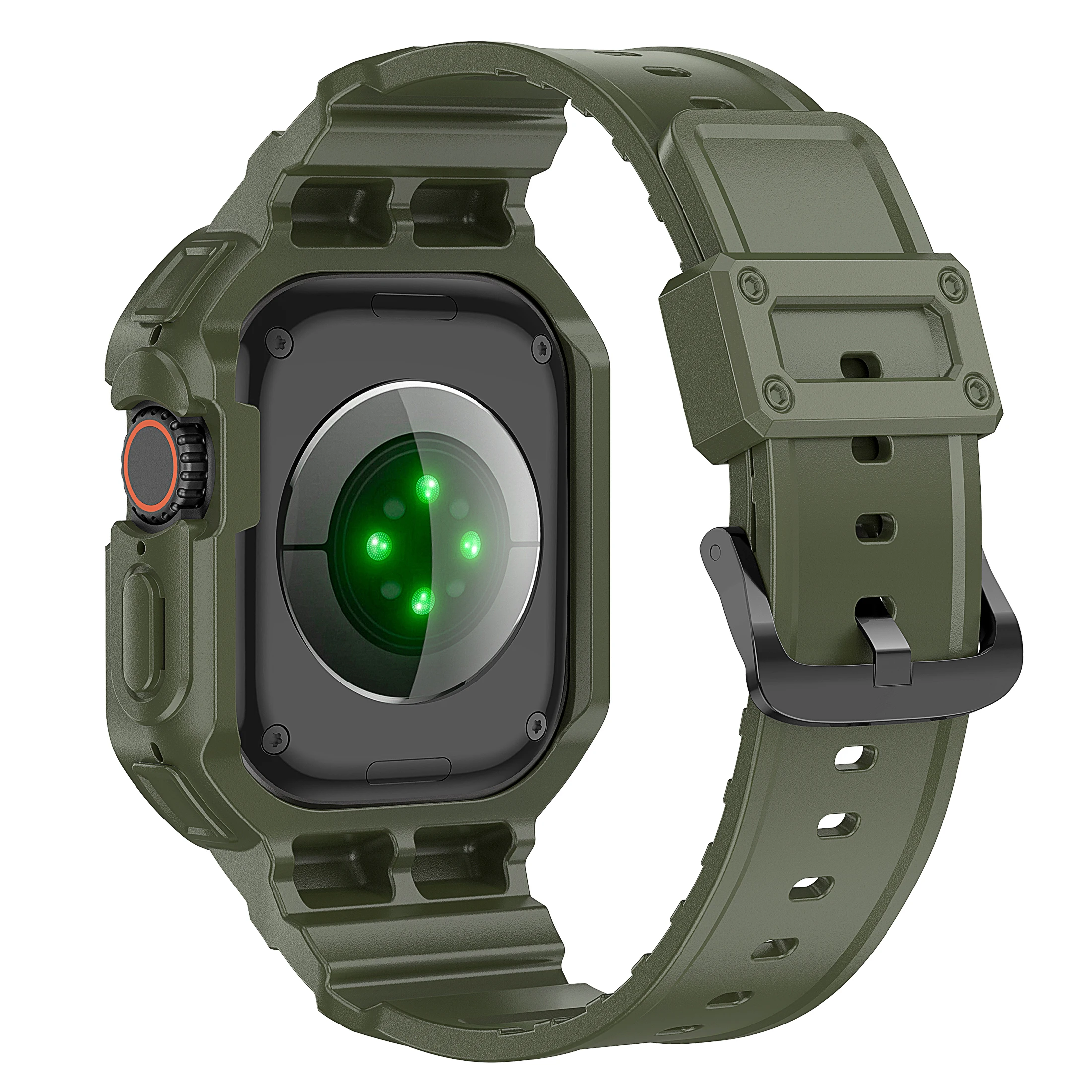Premium TPU Strap and Case Set for Apple Watch - Sport Replacement Bracelet with Protective Bumper