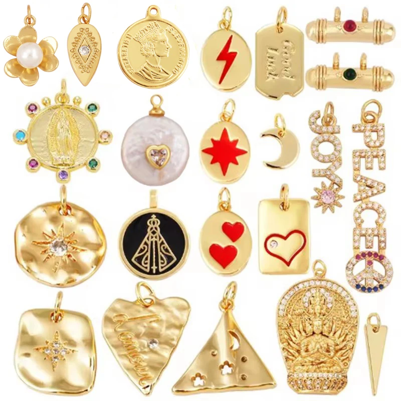 Gold Plated Colorful Happy Face & Heart Charm Attachment
