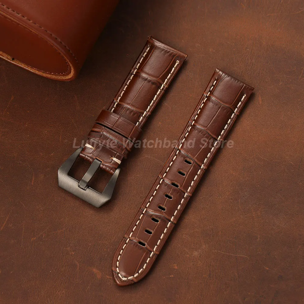 Men's Genuine Calfskin Leather Watch Strap - Durable & Comfortable Embossed Design
