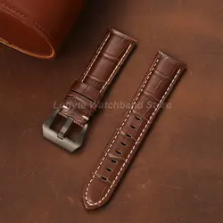 Men's Genuine Calfskin Leather Watch Strap - Durable & Comfortable Embossed Design - 26mm (Brown - B)