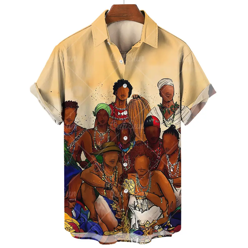 Vintage Men'S Shirt 3d Umbanda Print Street Designer Short Sleeved Fashion Men'S Clothing Tops Loose Oversized Shirts And Blouse