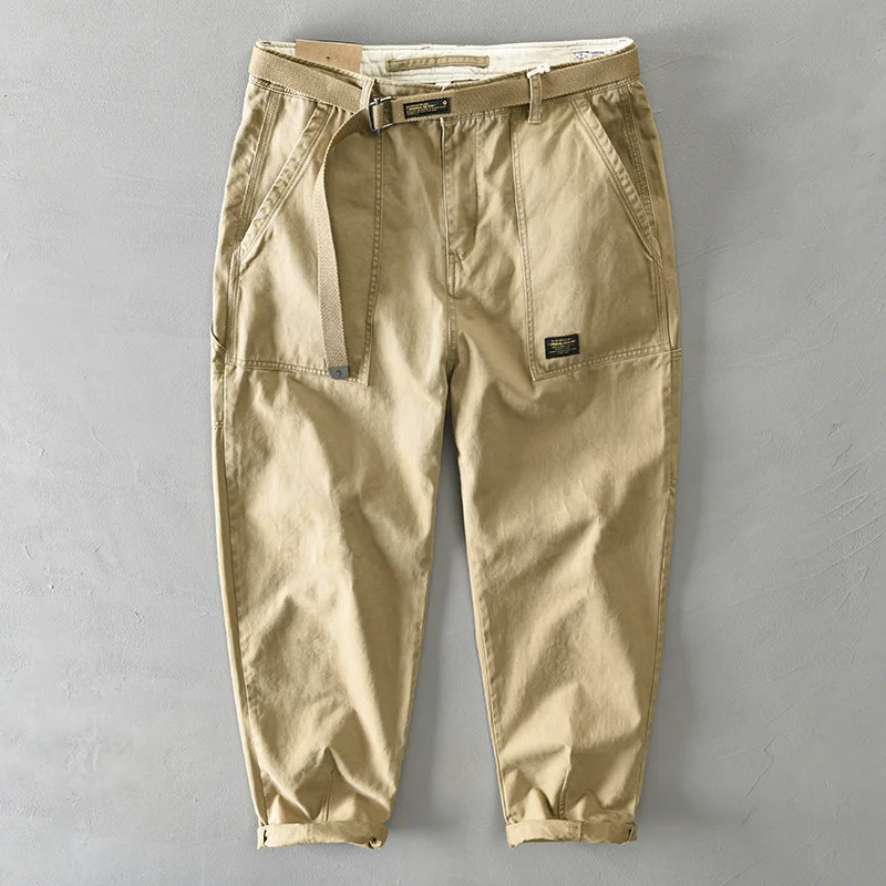 Autumn/Winter New Men's Cotton Solid Color Multi Pocket Japanese Casual Work Pants