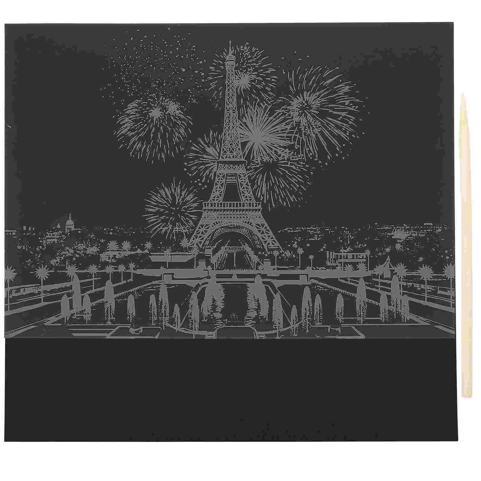 

2 Pcs Scratch Child Night View Paper City Building Cards Kids Crafts