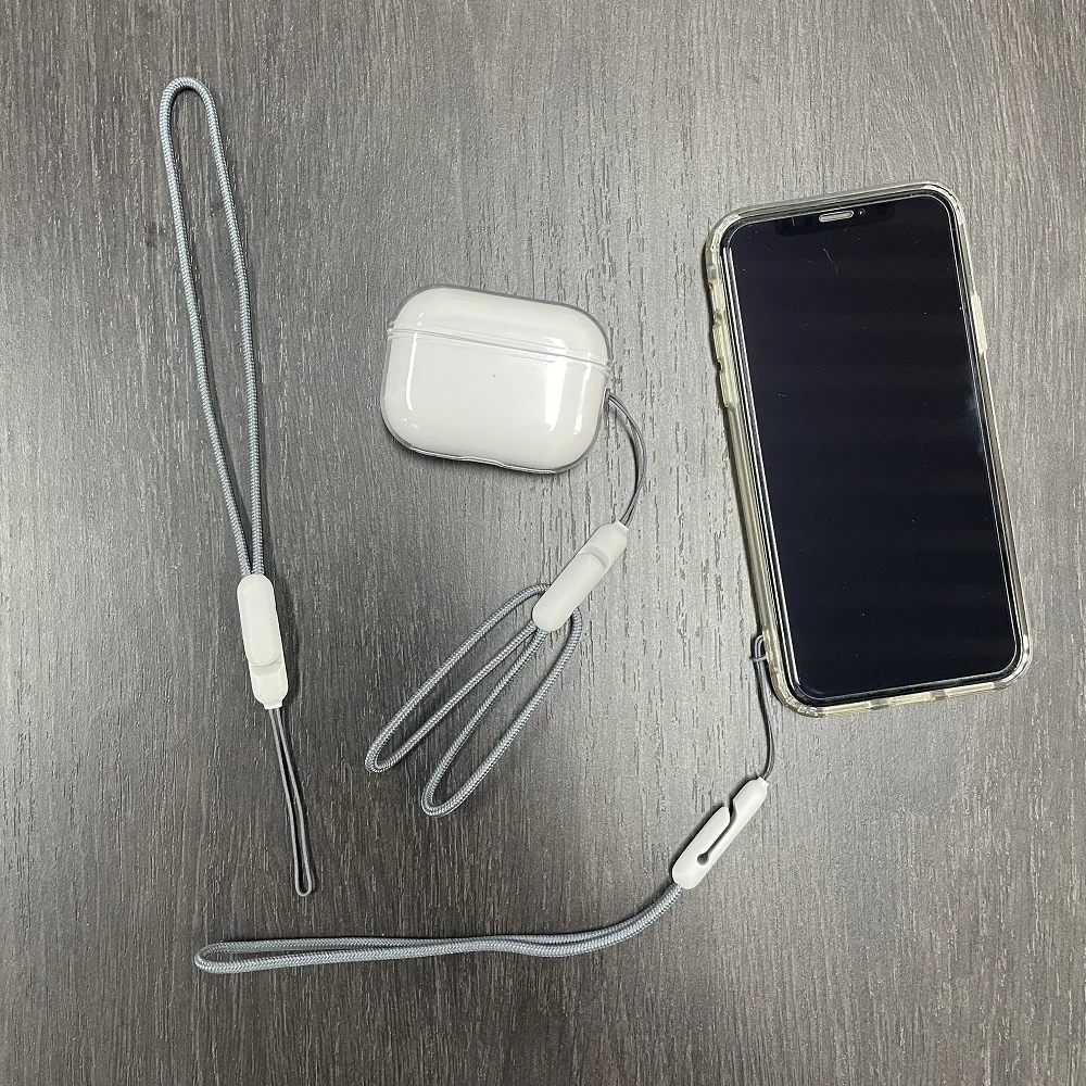 Transparent Soft TPU Airpods Pro 2 Earphone Case with Lanyard Strap