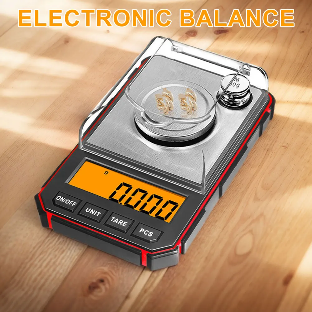 0.001g/50g Jewelry Gold Gem Scale Stainless Steel Electronic Scale Digital Milligram Portable for Weighing Counting