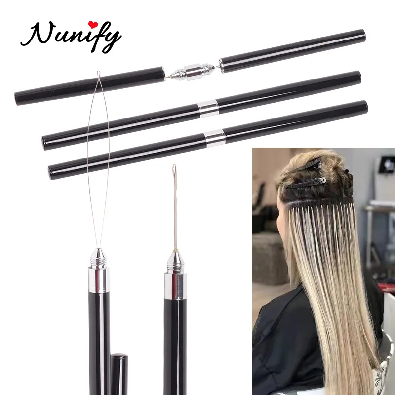 

Nunify Pen Style Stainless Steel Black Crochet Needle With Loop Threader Needle With Package Hair Weaving Needle Braiding Latch