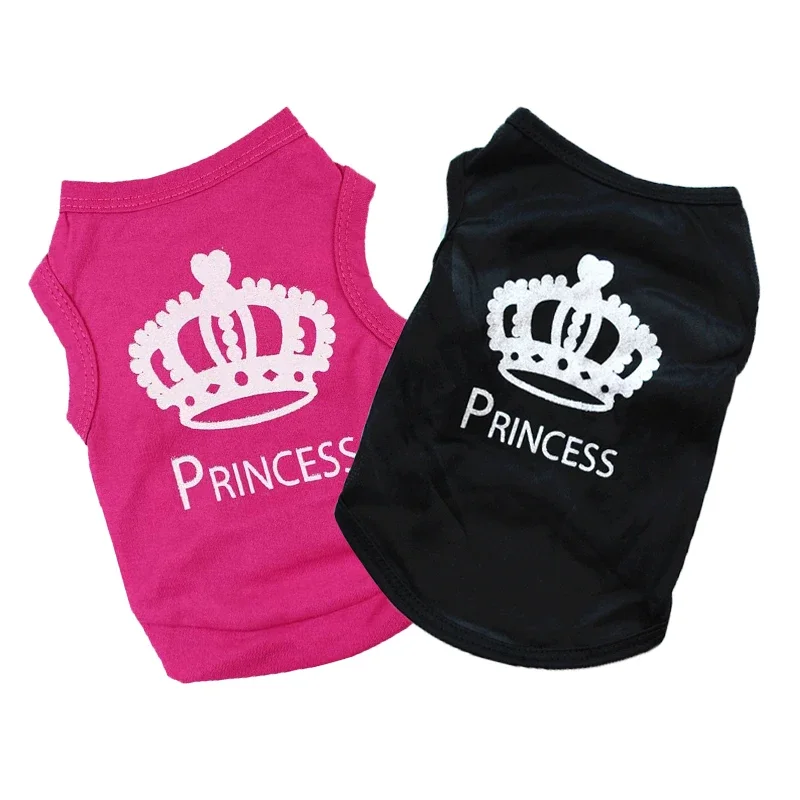 Crown Pattern Princess Clothing for Small Dogs Dog Cat Shirt Puppy Vest Puppy Tee Shirt Summer Clothes Tank Top Pet Apparel pet dog shirt dog suit