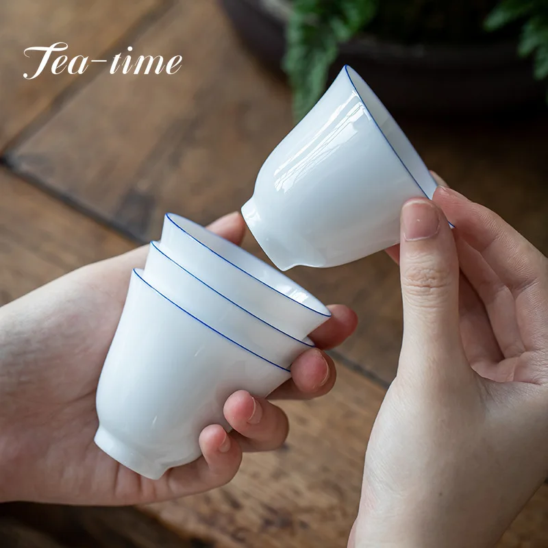 Boutique Sweet White Porcelain Teacups Thin Tire Master Cup Single Tea Bowl Small Tea Cup Kung Fu Tea-tasting Wine Drinkware