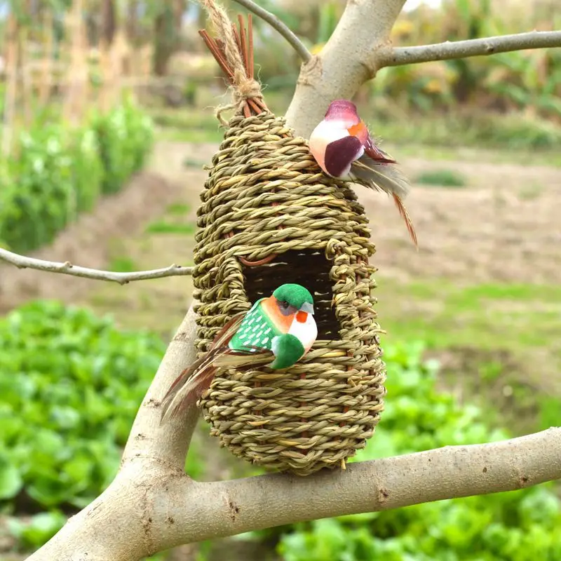 Nid D'oiseau Tissé À La Main Pour Jardin Extérieur, Ornements De Cour,  Paille Naturelle, Accent D'oiseau, Accessoires De Confrontation - Oiseau  Cages Et Nids - AliExpress