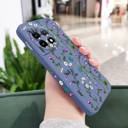Floral Vine Design Liquid Silicone Phone Case - OnePlus 12 5G (Light Blue)