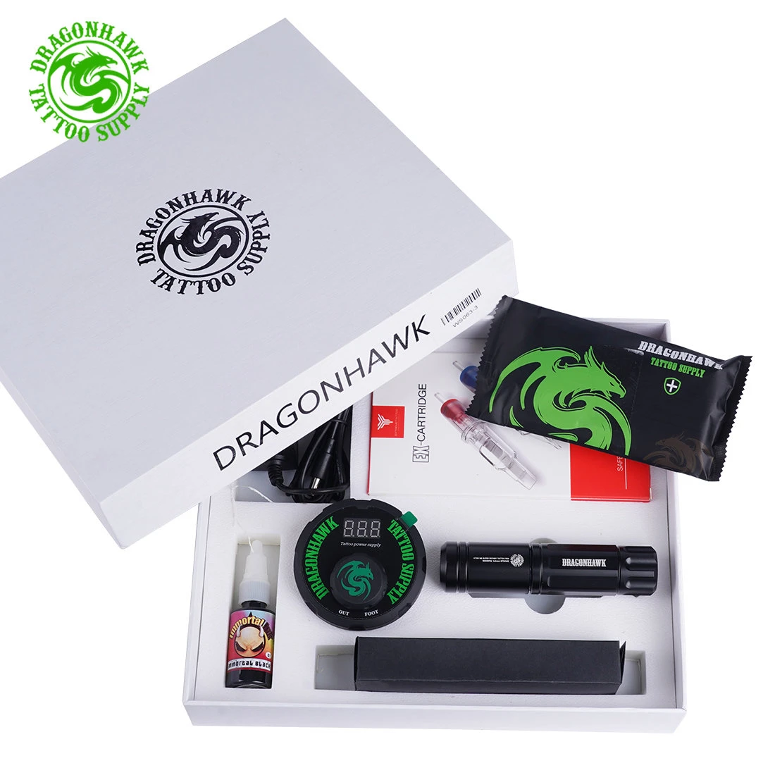 New Dragonhawk Rotary Tattoo Machine Pen Kit Permanent Makeup Pen With