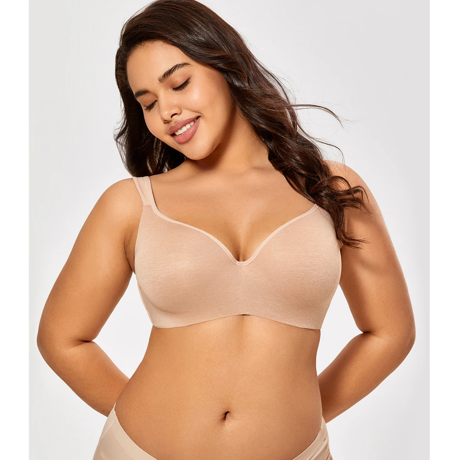 Women's Smooth Full Figure Side Support Contour Lightly Padded Underwire  Balconette T-Shirt Bra Plus Size 34-44 B C D DD E