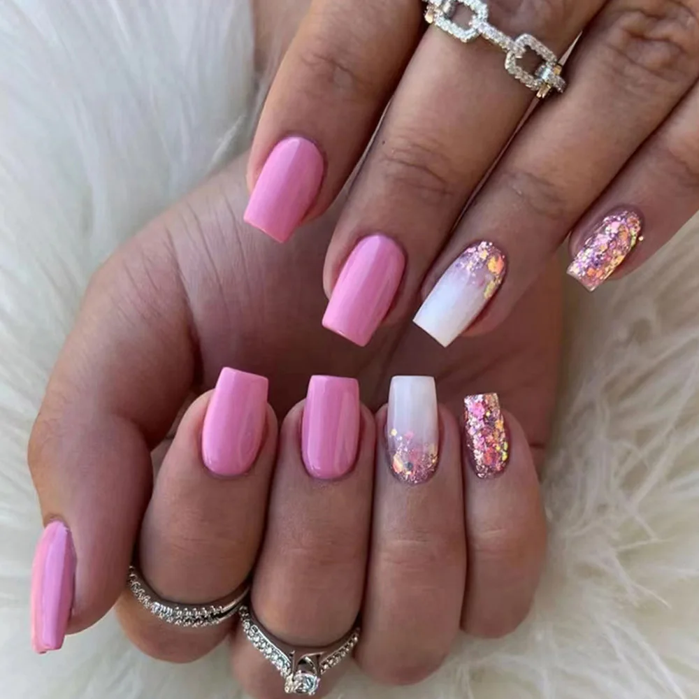 24pcs Flower Design Press On Nails Set