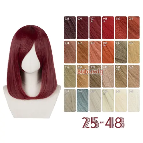 Bubuwig Synthetic Hair Over 100 Colors Fashion Classic 40cm Long Straight Anime Cosplay Wigs Pure Color Black Wig Heat Resistant - Image 8