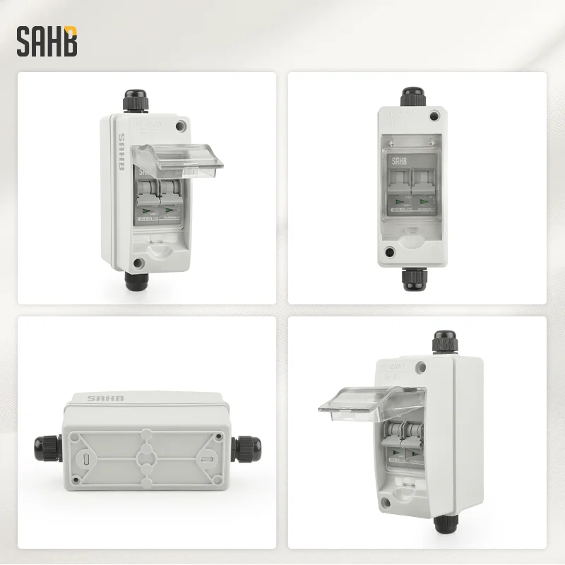SAHB PV Waterproof Combiner Box DC Disconnect Isolator Switch Miniature Circuit Breaker With Junction Box 550V 800V IP65