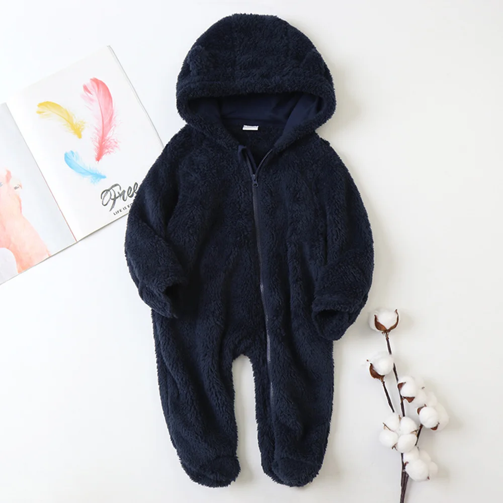New born Baby Romper Winter Costume Boys Clothes Fleece Warm Baby Girls Clothing Overall Jumpsuit hooded infant jacket mantle