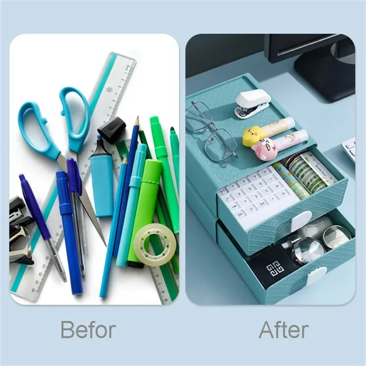 Description Picture 2 of itemDrawer Type Desktop Storage Box Cosmetics Student Dormitory Stationery Sorting Box Desk Office Desk Shelf Desk Drawer Storage