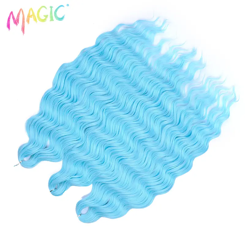 Anna Synthetic Hair 24 Inch Water Wave Braiding Hair Extensions Ombre Blonde Deep Wave Afro Curl Twist Crochet Hair for Women - Image 74