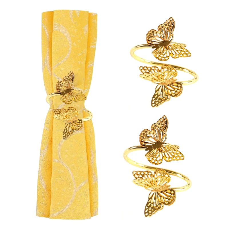 

2 PCS Western Table Decoration for Butterfly Shapes Serviette Buckle Napkin Buckle Serviette Rings Napkin Rings Table