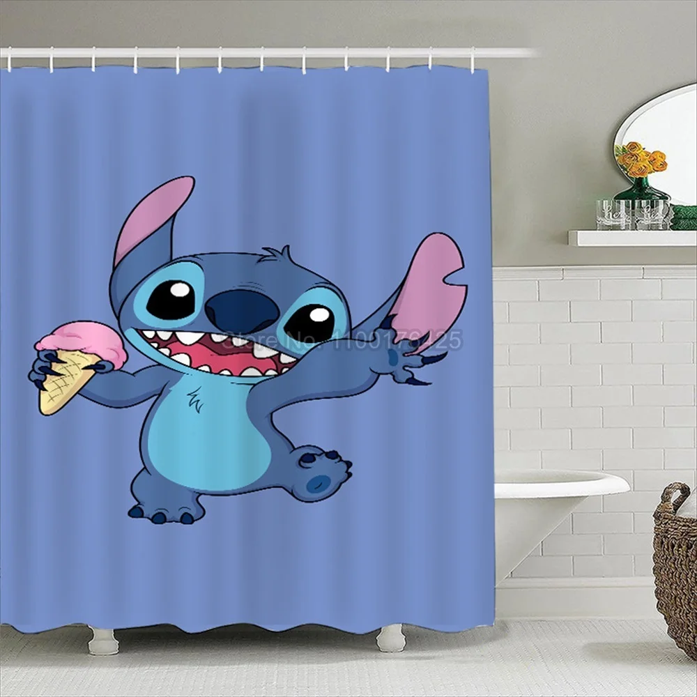 Disney – rideau de bain-douche 3D Lilo Stitch, rideaux imperméables dans la  salle de bain avec crochet, tapis de toilette doux - AliExpress