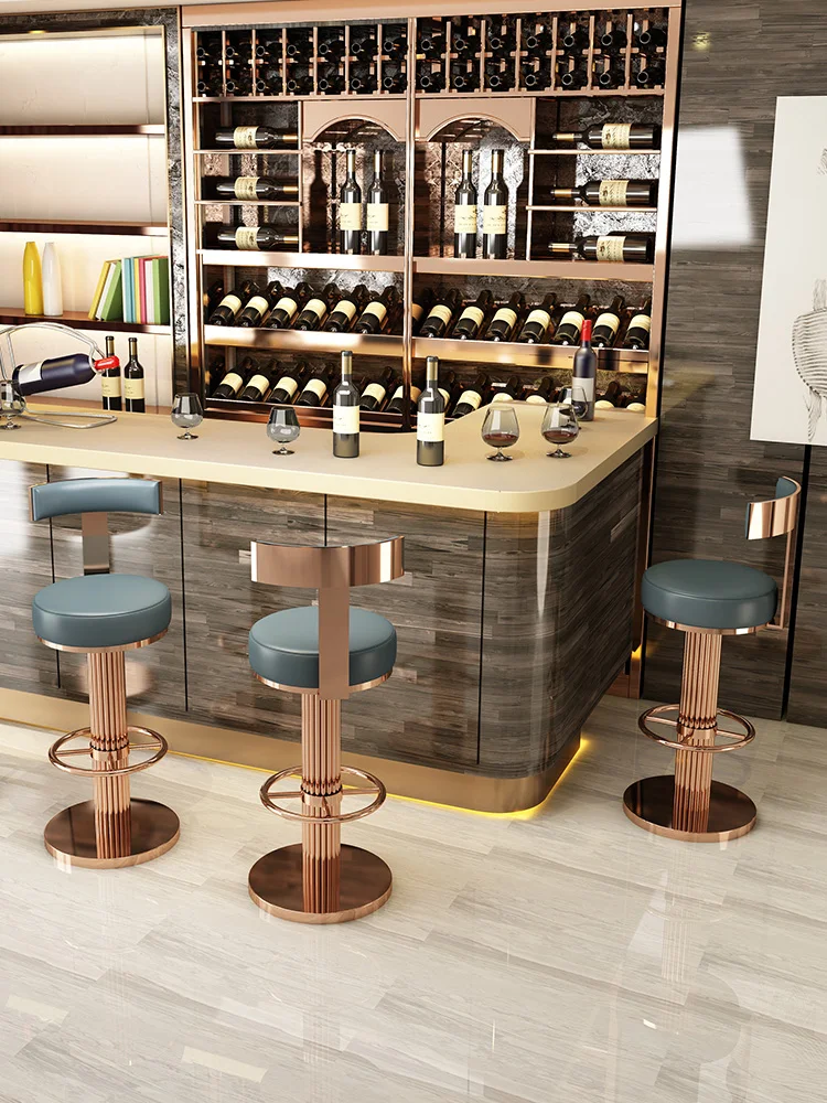 

Барные стулья высотой со спинкой, современный Регулируемый поворотный стул с полированными ножками из нержавеющей стали розы для кухонной стойки