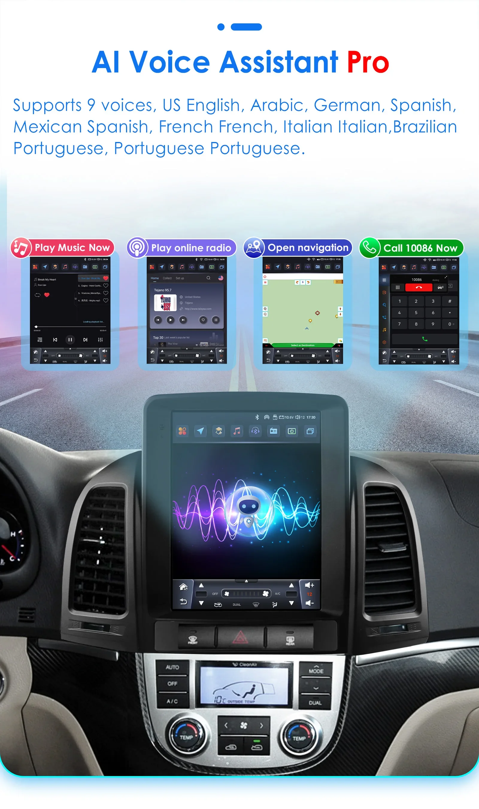 Hizpo Android für Hyundai Santa Fe 2 2006-2012 Auto Radio Stereo Multimedia Player GPS Navigation Carplay Android Auto 2din DVD – Detail 19
