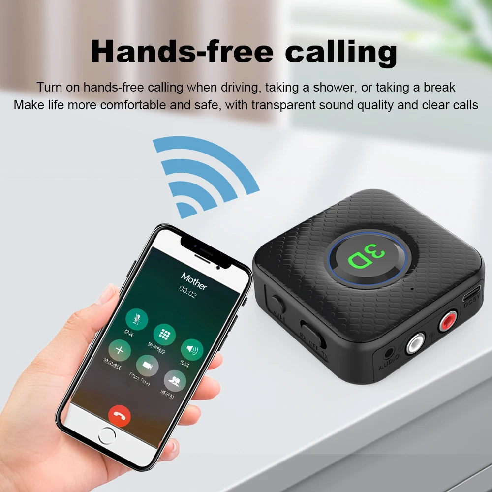 

Bluetooth-совместимый 5,1 приемник передатчик 3D AUX 3,5 мм 3,5 разъем RCA беспроводной аудио адаптер с микрофоном для автомобильного динамика