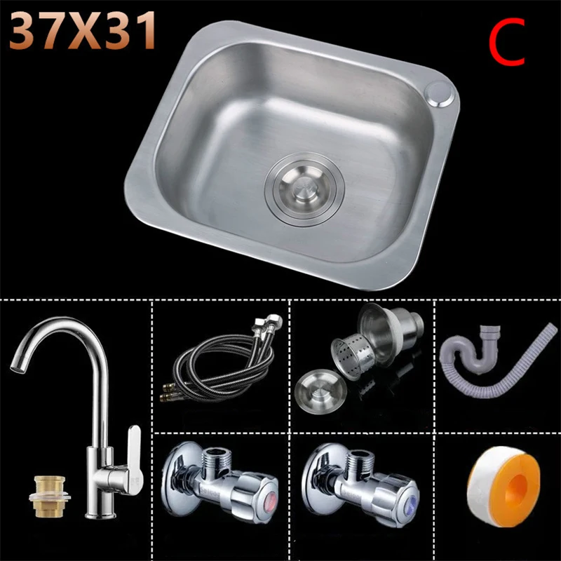 1.1mm 2023 Best Thickened Sink 304 Stainless Steel Sink  Kitchen Sink Single Sink Basin Sink Single  Large Single Slot Set WY5