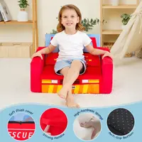 Kids Sofas Childrens Sofa Bed Babys Upholstered Couch Sleepover Chair Flipout Open ReclinerRed Fire Truck 5