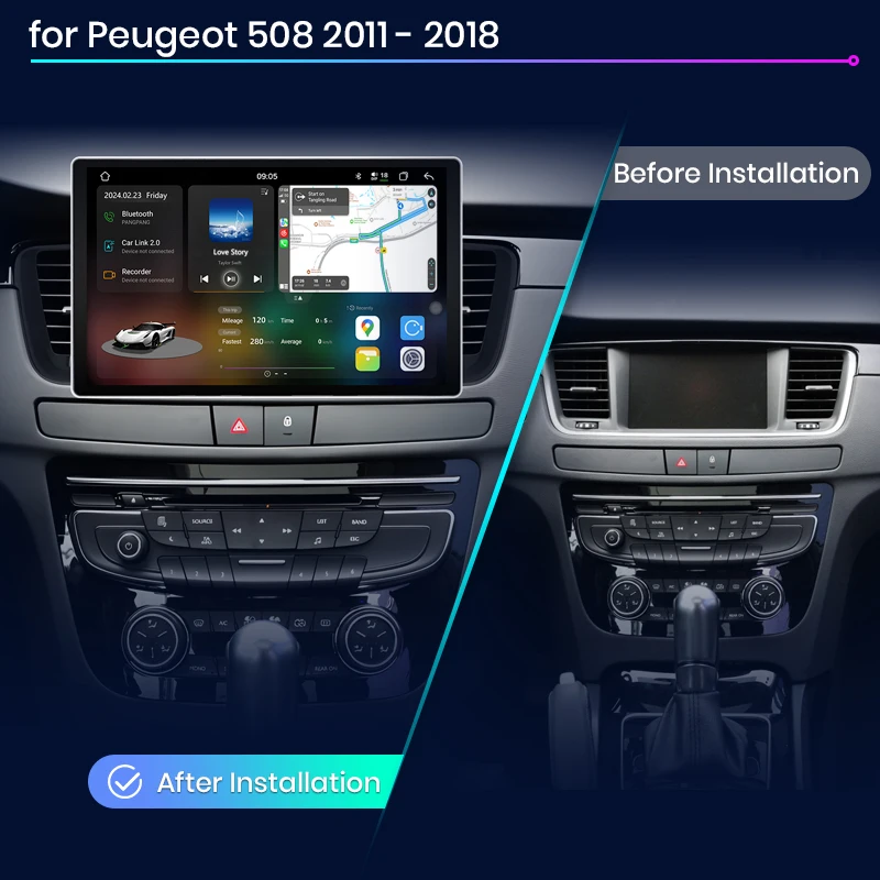 Junsun-Sistema inteligente de coche V3 Plus 2K, CarPlay inalámbrico, Android, para Peugeot 508, 508SW, 2011 - 2018 2
