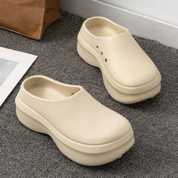 Women's Slippers Minimalist Non Slip Platform 5CM Thick Chef Shoes Men Indoor Outdoor Beach Garden Fashion Couple Sandals 1