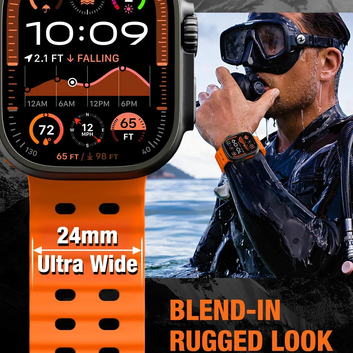 Ocean Silicone & Metal Buckle Adjustable Watch Strap Bracelet