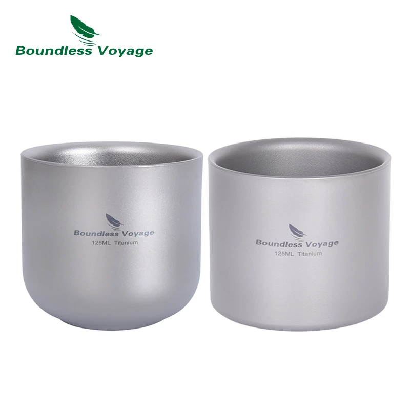 

Boundless Voyage Titanium 125ml Double-walled Tea Cup Outdoor Camping Anti-scalding Coffee Mug Drinkware