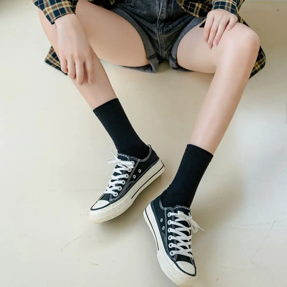 Unisex algodão monocromático Split Toe meias, simples meias confortáveis de dois pés, japonês Harajuku meias, casal meias