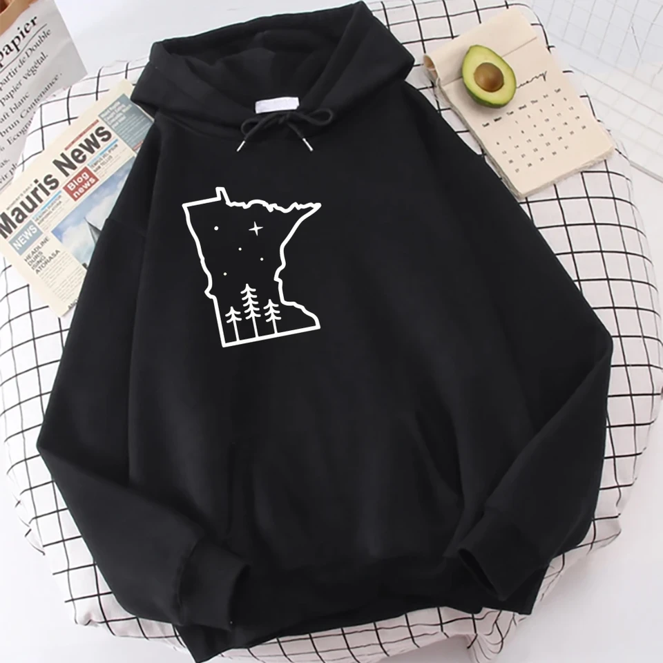 State Themed Map Hoodie for Casual Autumn Winter