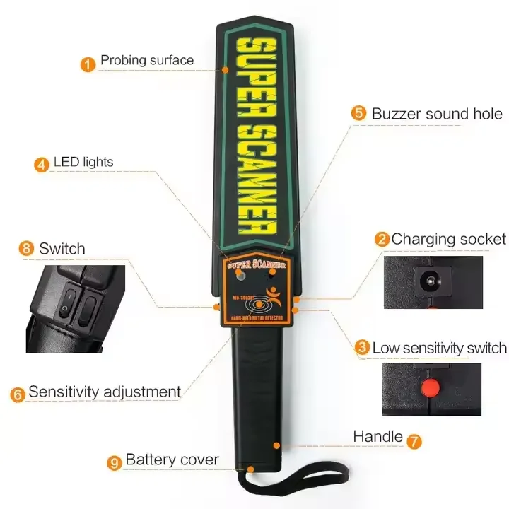 Good quality MD-3003B1 Security Wand Handy Scanner Full Body Hand Held Security Metal Detector