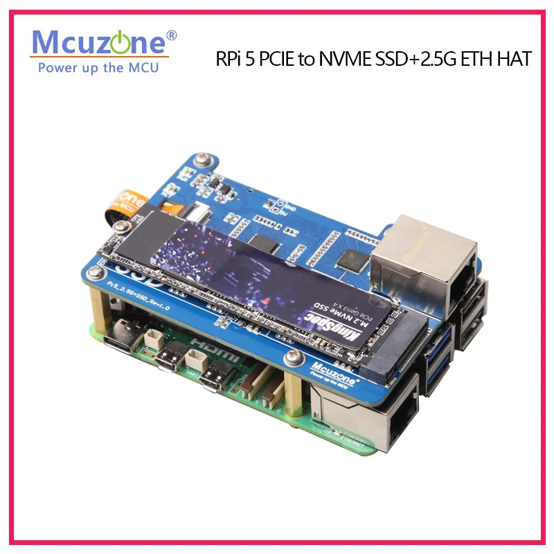 Model: MPS2.5G, Raspberry Pi 5 PCIE to NVME SSD+2.5G ETH HAT RTL8125,support RPi OS,ubuntu, 2280,2242,2230 size SSD