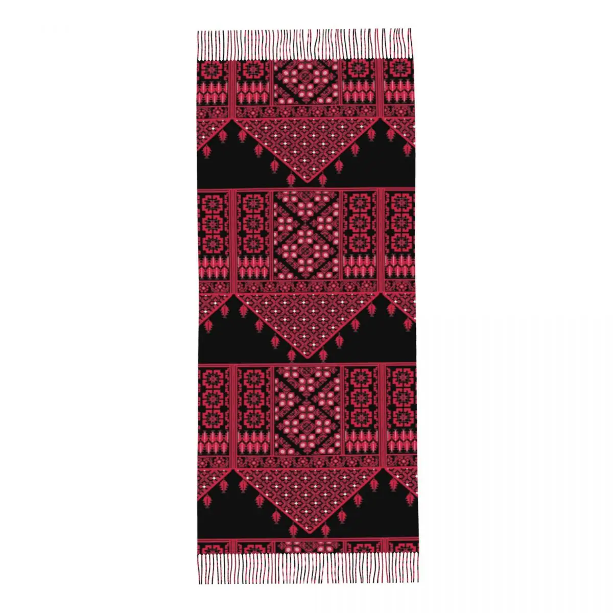 Palestinian Tatreez Printed Shawls Wraps for Women Winter Large Soft Scarf Neckerchief Tassel Scarves