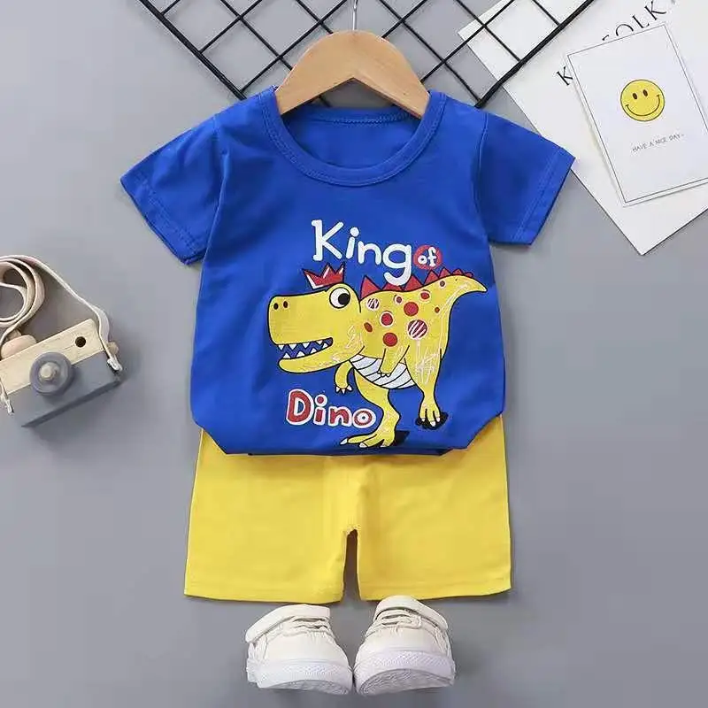 2022 New Children's Short Sleeve Suit Newborn Baby Clothes Summer Tshirt Shorts Suit Toddler Girl Outfit Printed Cartoon Cotton baby girl cotton clothing set Baby Clothing Set