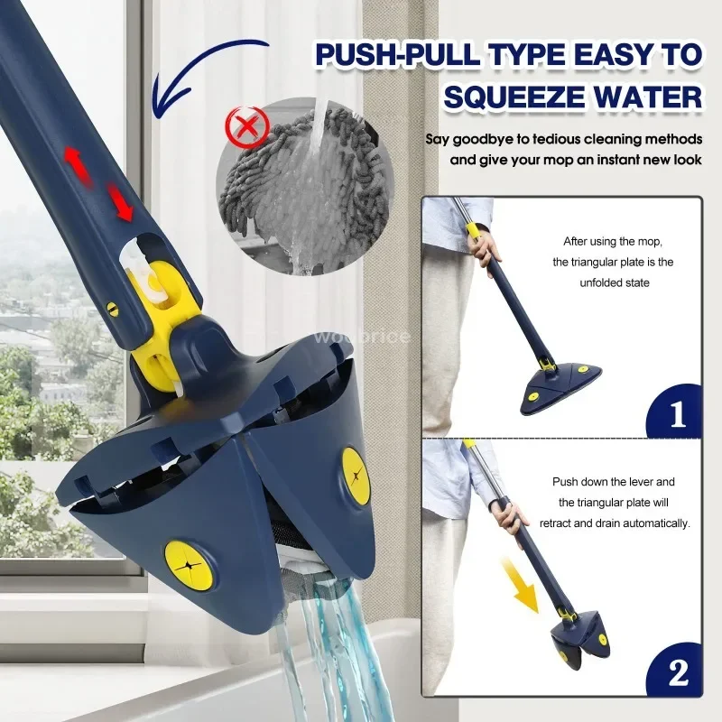 Self-Cleaning 360° Telescopic Mop & Ceiling Brush for Efficient Home Cleaning