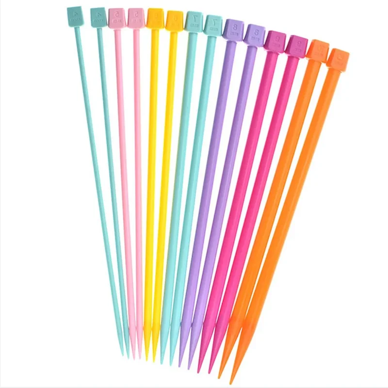 

14PCS 4.0mm-10.0mm Knitting Needles Plastic 25cm Single Pointed Yarn Weave Knitting Needles Hook DIY Knitted Tool for Scarf
