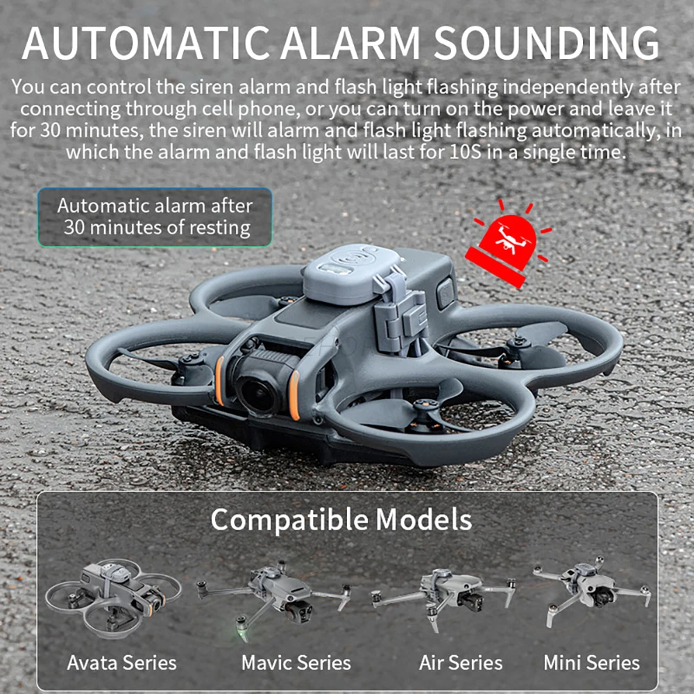Sirène lumineuse pour drone 120dB, traqueur Bluetooth rechargeable USB-C