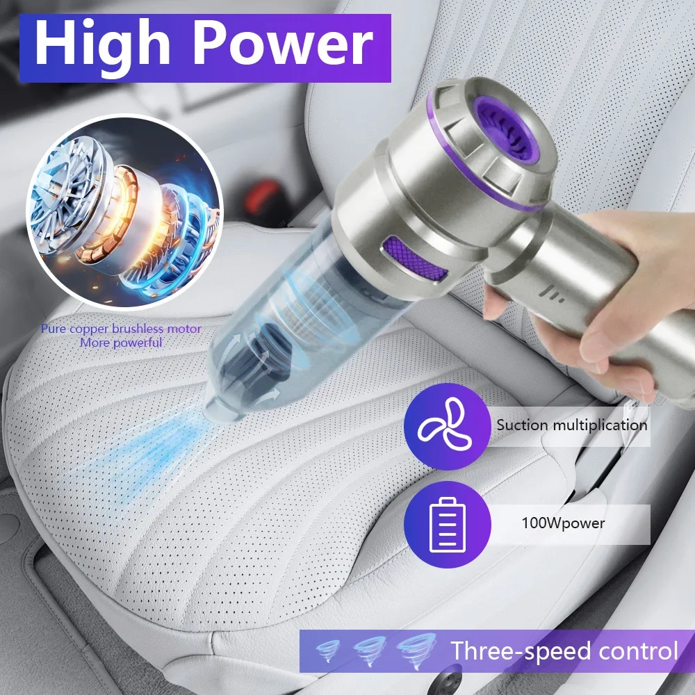 6000mAH Car Vacuum Cleaner Brushless Motor Suction & Blowing Dust Removal Tire Inflation Cordless Portable