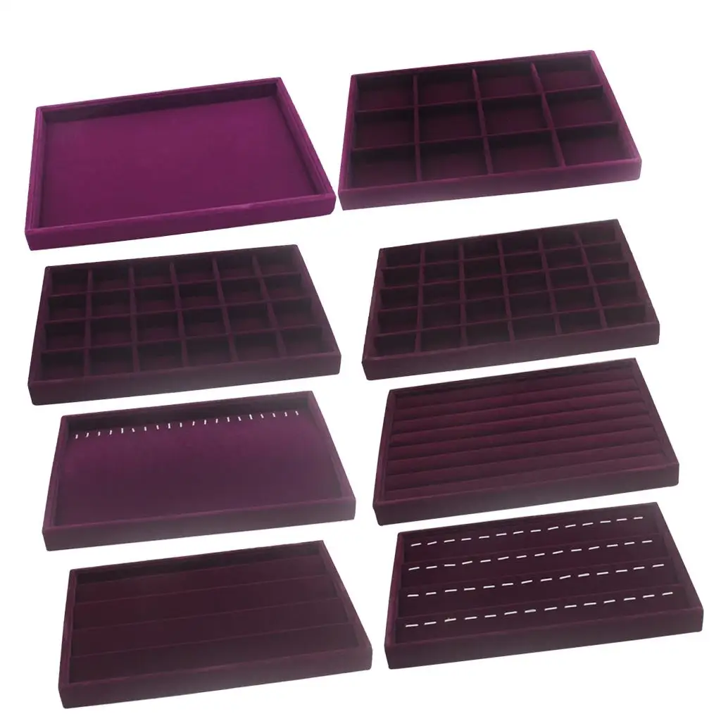 Elegant Velvet Jewelry Storage Tray for Necklaces, Bracelets, and Rings - 35 x 24 x 3cm