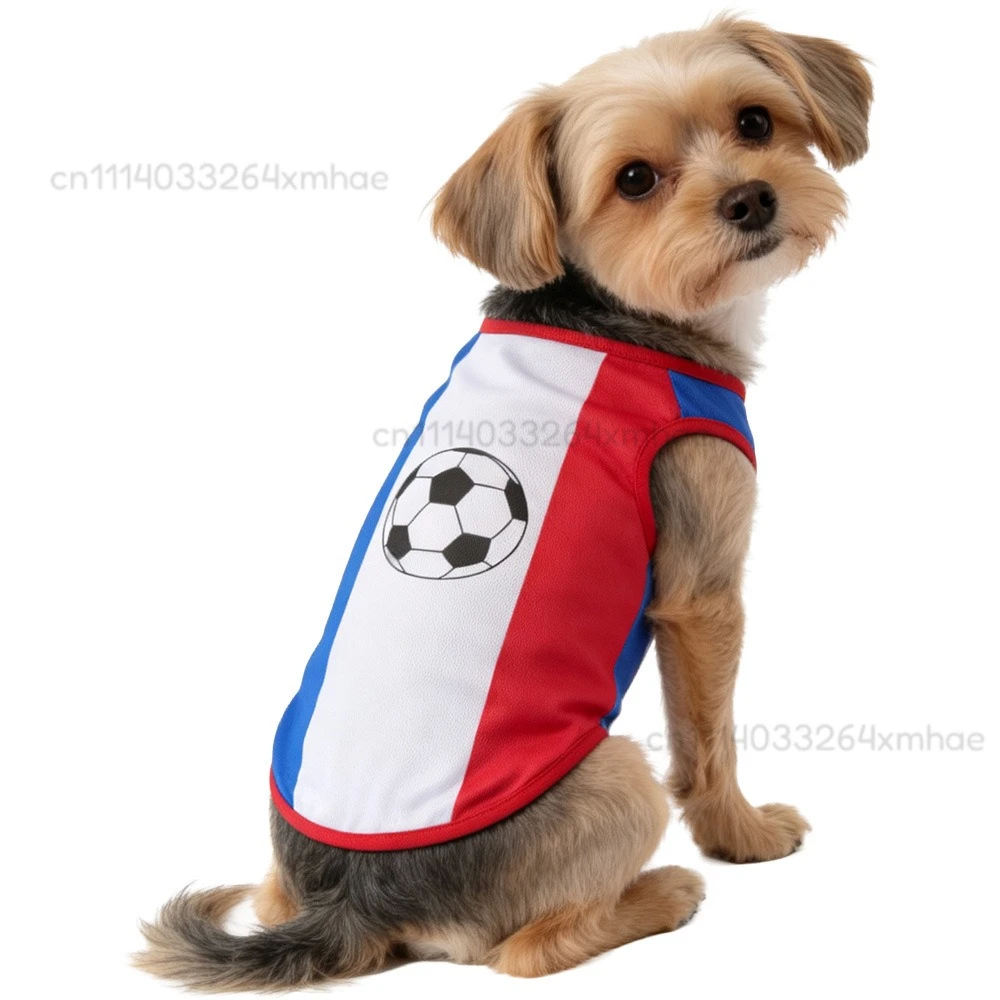 축구팀 테마 반려견 탱크탑 통기성 좋은 여름 셔츠 프린트 소형 중형견 의류 2026년 축구 경기