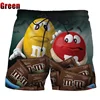 Funny M&M's Chocolate Bean Beach Shorts Men 3D Printed M&M Board Shorts Swimsuit Bermuda Swim Trunks Cool Kids Ice Shorts Pants 3
