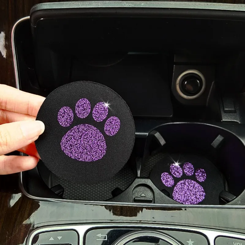 2pcs Car Coaster Water Cup Bottle Holder Anti-slip Bling Paw Pad Mat Silica  Gel For Interior Decoration Car Styling Accessories - AliExpress