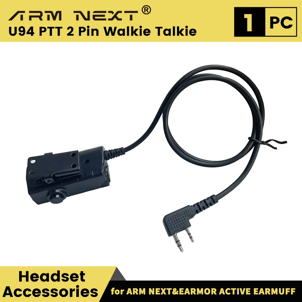 PTT Cable Plug Headset Adapter for Kenwood Walkie Talkie fit for EARMOR M31/M32 & ARM NEXT F10/F20/F30 Active Shooting Earmuff