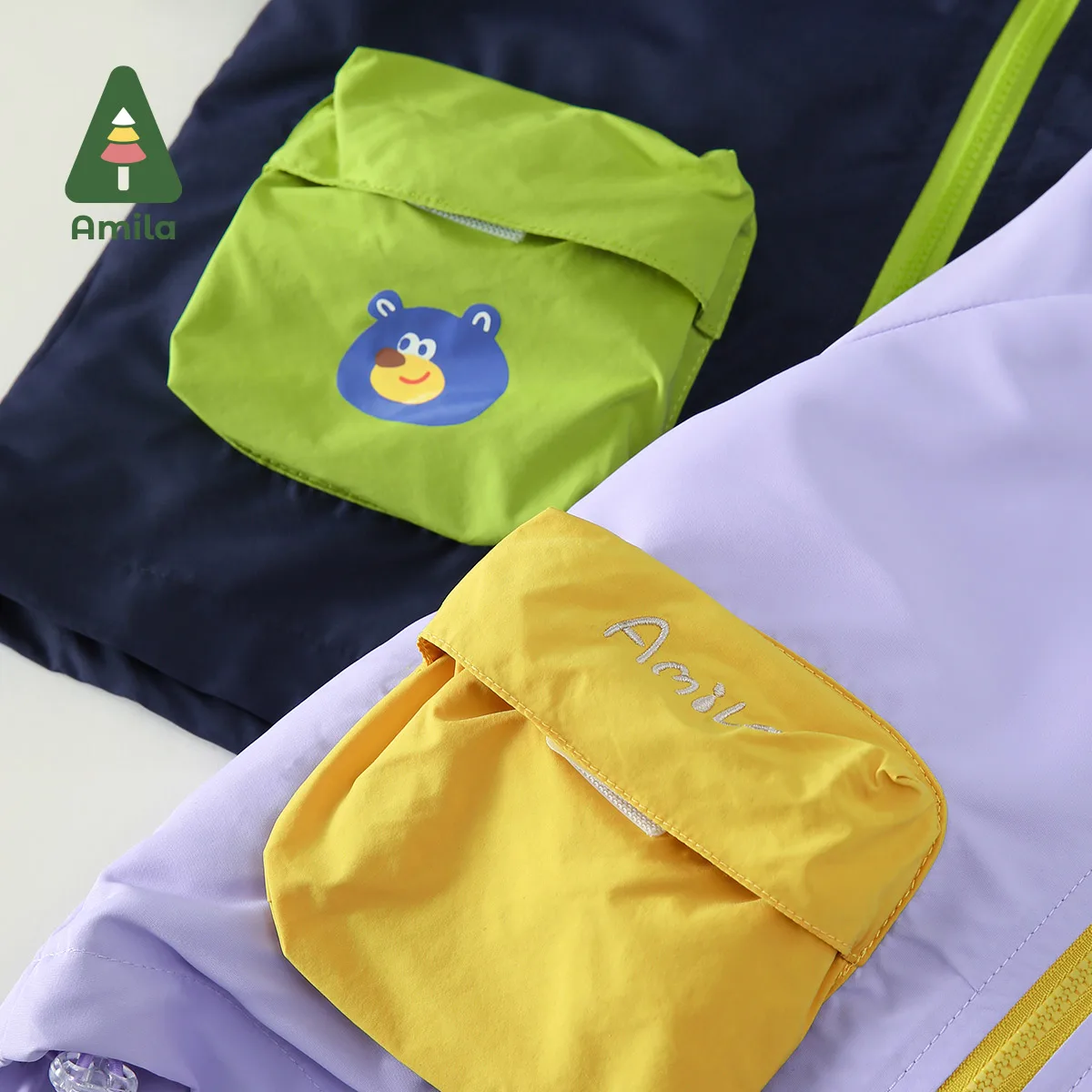 Amila Baby Jacket Spring Three-dimensional Cartoon Back Decorated Boys & Girls Contrasting Casual Windproof Coat